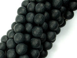 Matte Black Onyx Beads, 10mm Faceted Round-BeadBasic