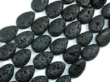 Black Lava, 13x18mm Flat Teardrop Beads-BeadBasic