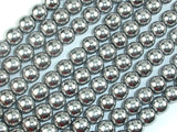 Hematite Beads, Silver, 8mm Round Beads-BeadBasic