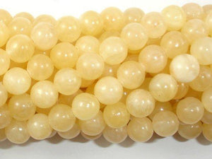 Yellow Jade Beads, Round, 8mm (8.5mm)-BeadBasic