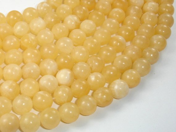 Yellow Jade Beads, 10mm(10.5mm) Round Beads-BeadBasic
