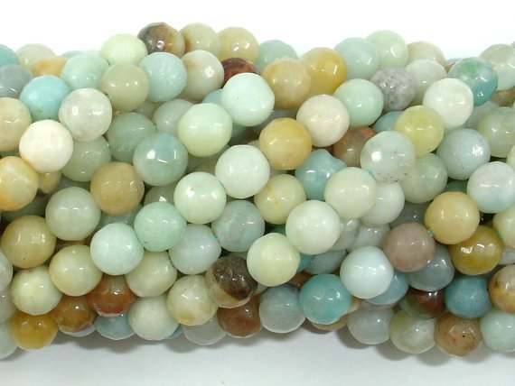 Amazonite Beads, 6mm (5.8mm) Faceted Round Beads-BeadBasic