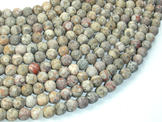 Matte Fossil Jasper Beads, 6mm Round Beads-BeadBasic