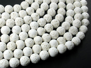 White Lava Beads, 10mm Round Beads-BeadBasic