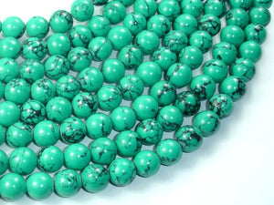Howlite Turquoise Beads-Green, 10mm Round Beads-BeadBasic