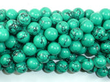 Howlite Turquoise Beads-Green, 10mm Round Beads-BeadBasic