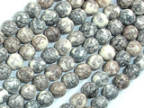 Rain Flower Stone, Light Gray, White, 8mm Round Beads-BeadBasic