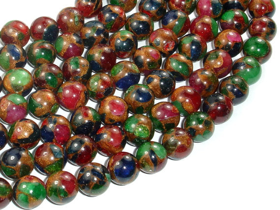 Mosaic Stone Beads-Multi color, 10mm, Round Beads-BeadBasic