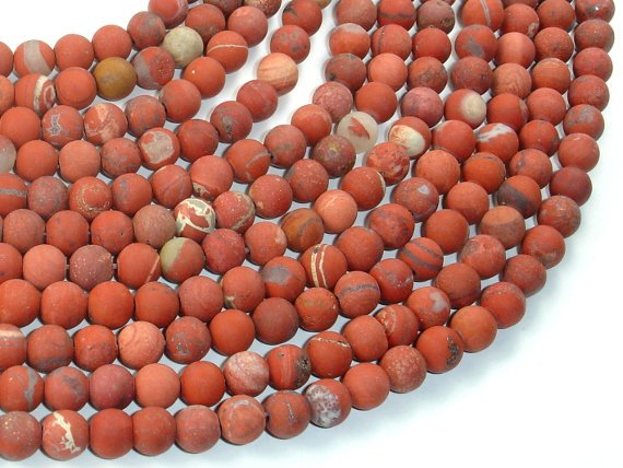Matte Red Jasper Beads, 6mm, Round Beads-BeadBasic
