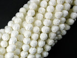 Tridacna Shell Beads, 6mm Carved Lotus Flower Round Beads-BeadBasic
