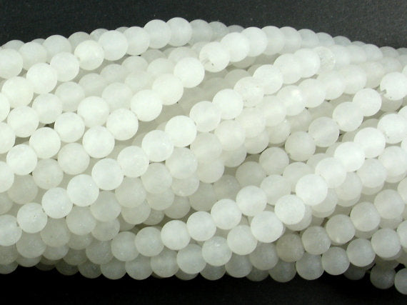 Matte White Jade Beads, 4mm Round Beads-BeadBasic