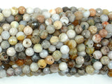 Bamboo Leaf Agate Beads, 6mm(6.4mm) Faceted Round Beads-BeadBasic