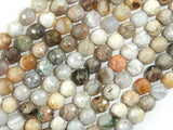 Bamboo Leaf Agate Beads, 6mm(6.4mm) Faceted Round Beads-BeadBasic