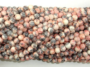 Rain Flower Stone, Pink, Gray, 4mm Round Beads-BeadBasic