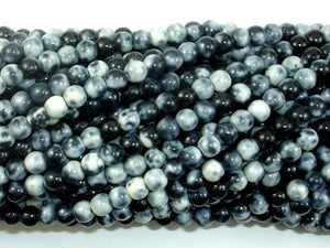 Rain Flower Stone Beads, Black, White, 4mm Round Beads-BeadBasic