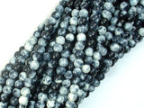 Rain Flower Stone Beads, Black, White, 4mm Round Beads-BeadBasic