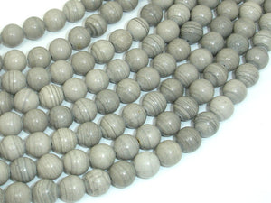 Gray Banded Jasper, 8mm Round Beads-BeadBasic