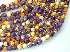 Rain Flower Stone, Purple, Yellow, 6mm Faceted Round Beads-BeadBasic