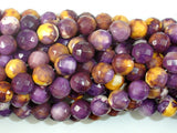 Rain Flower Stone, Purple, Yellow, 8mm Faceted Round Beads-BeadBasic