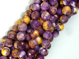 Rain Flower Stone, Purple, Yellow, 8mm Faceted Round Beads-BeadBasic