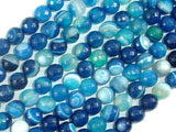Banded Agate Beads, Striped Agate, Blue, 8mm Faceted Round Beads-BeadBasic