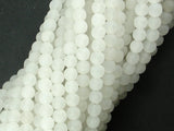 Matte White Jade Beads, 4mm Round Beads-BeadBasic