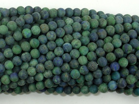 Matte Azurite Malachite Beads, 4mm Round Beads-BeadBasic