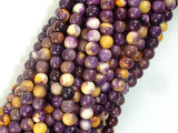 Rain Flower Stone, Purple, Yellow, 4mm Round Beads-BeadBasic
