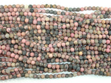 Matte Rhodonite Beads, 4mm, Round Beads-BeadBasic