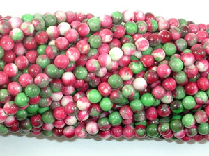 Rain Flower Stone, Red, Green, 4mm Round Beads-BeadBasic