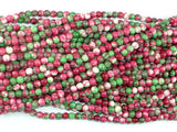 Rain Flower Stone, Red, Green, 4mm Round Beads-BeadBasic