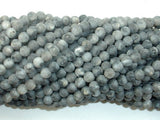 Matte Black Labradorite Beads, Matte Larvikite, 4mm Round Beads-BeadBasic