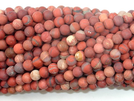 Matte Red Jasper Beads, 4mm, Round Beads-BeadBasic