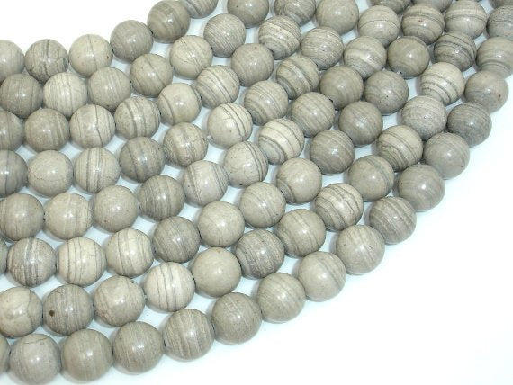 Gray Banded Jasper, 10mm, Round Beads-BeadBasic