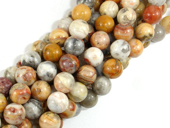 Crazy Lace Agate Beads, 10mm Round Beads-BeadBasic