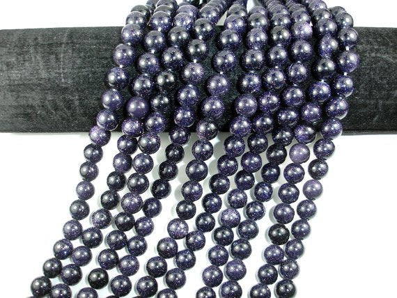Blue Goldstone Round Beads, 10mm-BeadBasic