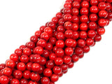 Red Bamboo Coral Beads, Round, 6mm-BeadBasic