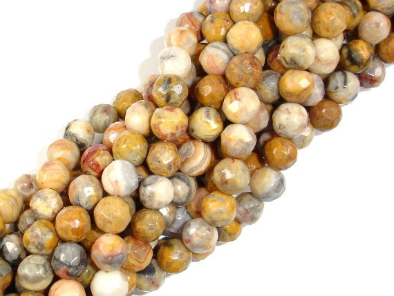 Crazy Lace Agate Beads Faceted Round, 8mm-BeadBasic