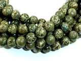 Alligator Skin Jasper Beads, Green Brecciated Jasper, Round, 8mm(8.3mm)-BeadBasic