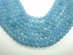 Matte Blue Dyed Jade Beads, Faceted Round, 10mm-BeadBasic
