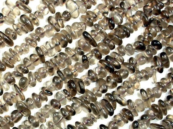 Smoky Quartz Beads, Pebble Chips, 6mm-9mm-BeadBasic
