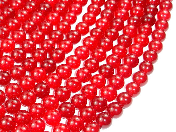 Red Jade Beads, Round, 8mm-BeadBasic