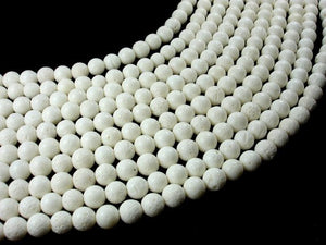 White Sponge Coral Beads, Round, 8mm (7.8mm)-BeadBasic