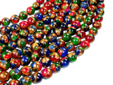 Mosaic Stone Beads, Multicolor, Round, 8mm-BeadBasic