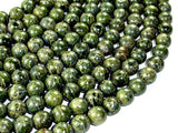 Alligator Skin Jasper Beads, Green Brecciated Jasper, Round, 10mm-BeadBasic
