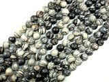 Black Line Jasper, Silk Stone, Spider Web Jasper Round, 10mm beads-BeadBasic