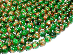 Mosaic Stone Beads, Round, Green, 8mm-BeadBasic
