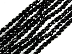 Black Onyx Beads, Faceted Round, 4mm-BeadBasic