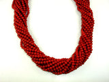 Red Bamboo Coral Beads, Round, 4mm-BeadBasic