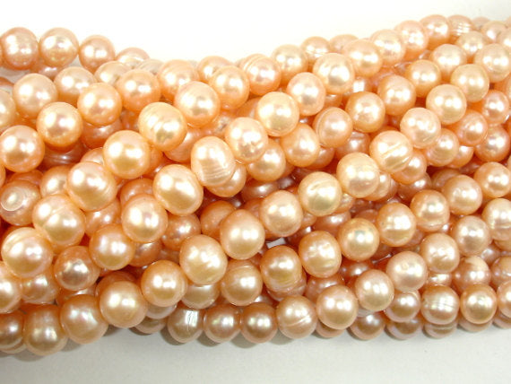 Fresh Water Pearl Beads, Peach, Potato, 8mm-9mm-BeadBasic